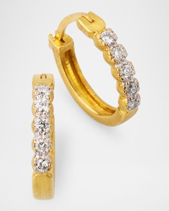Tanya Farah 18K Yellow Gold Modern Etruscan Diamond Huggie Earrings ...