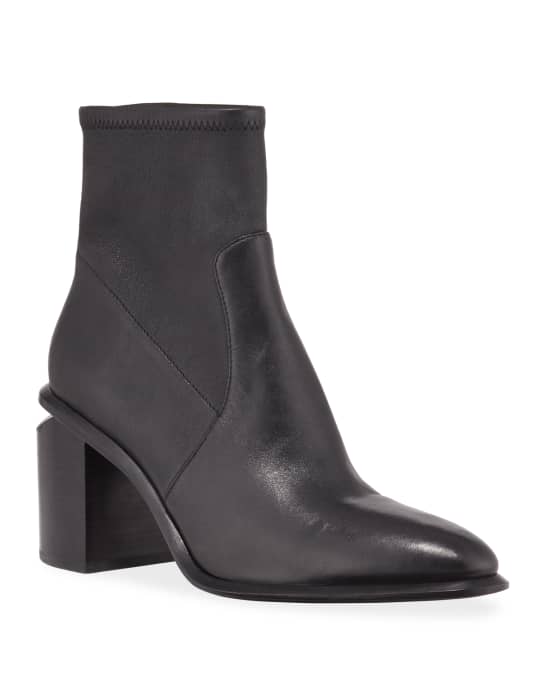 Anna Leather Block Heel Stretch Booties