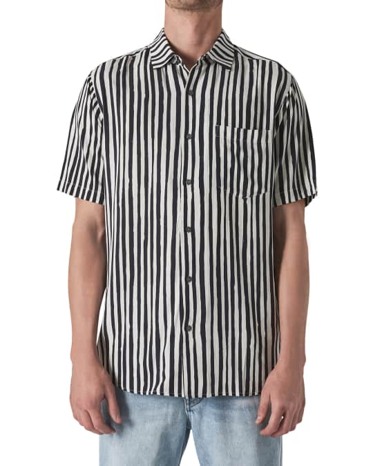 Men's Work Stripes Pocket Short-Sleeve Sport Shirt