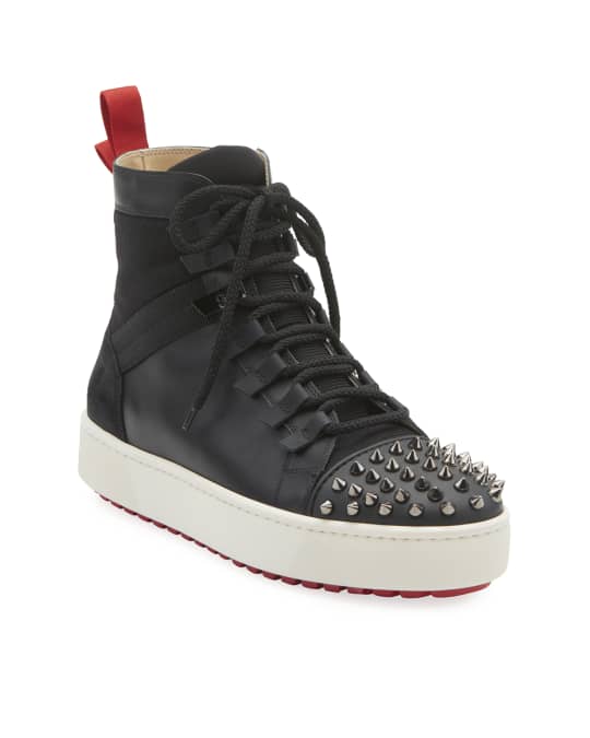 Christian Louboutin Men's Spike Leather Red Sole Trainer Sneakers ...