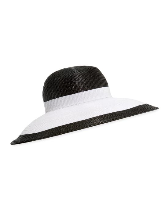 Kokin Joan Two-Tone Lacquered Straw Structured Hat | Neiman  display picture 1