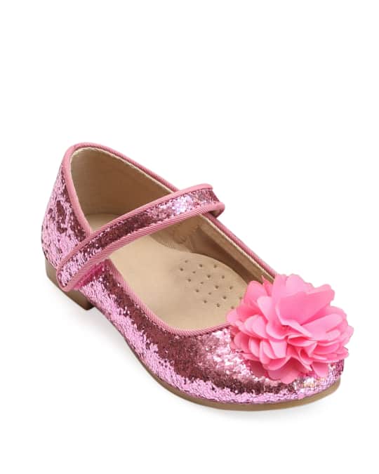 Alice Sparkly Glitter Flower Flats, Baby/Toddler/Kids
