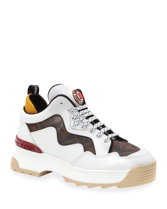 Fendi T-Rex FF Mesh and Leather Sneakers | Neiman Marcus