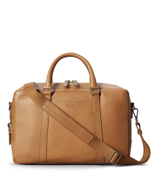 Shinola Men's Slim Signature Leather Briefcase Neiman Marcus