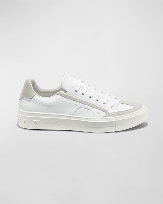 Ferragamo Men s Borg Low Top Leather Sneakers Neiman Marcus