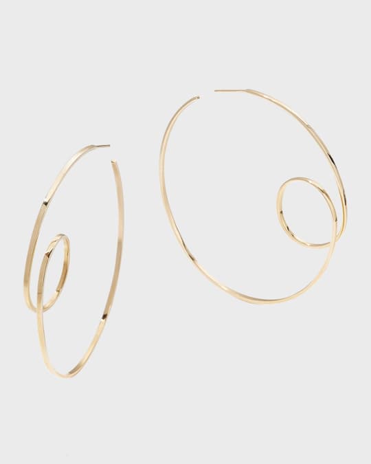 LANA 14k Gold Flat-Loop Hoop Earrings, 60mm | Neiman Marcus
