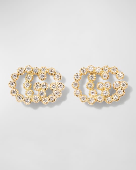 Gucci GG Running 18k Stud Earrings w Diamonds Neiman Marcus