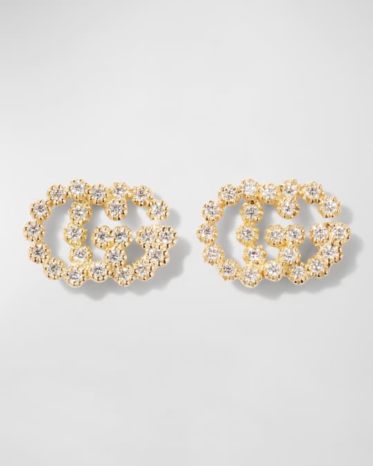 Gucci 18K Yellow Gold Running G Stud Earrings