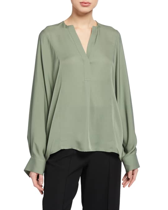 vince half placket blouse