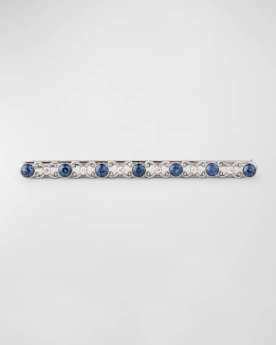 Estate Platinum Sapphire and Diamond Bar Pin