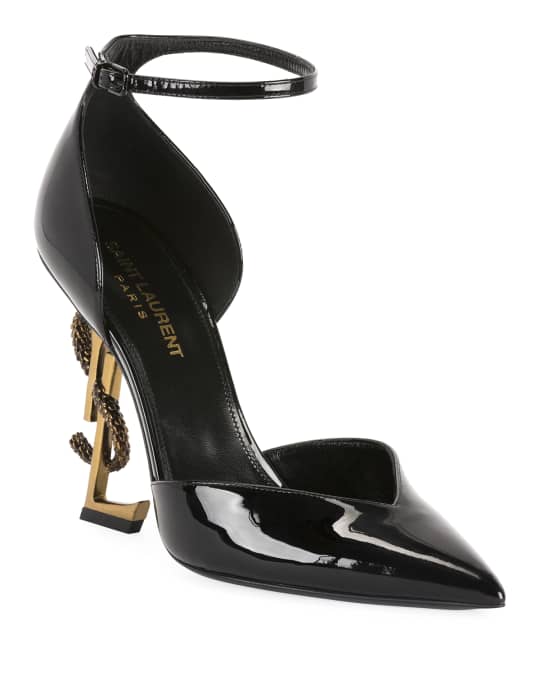 Saint Laurent Opyum Serpent Logo-Heel Sandals | Neiman Marcus