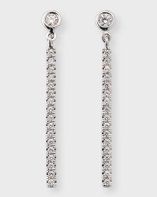 18k White Gold Diamond Bar Earrings