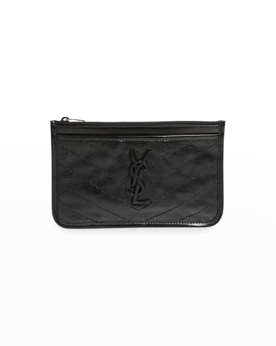 YSL Saint Laurent Niki Bill Crinkled Red Leather Pouch