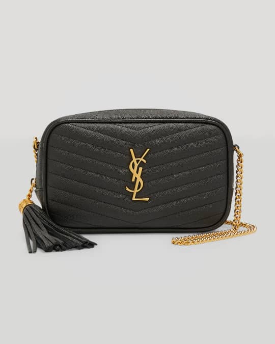 Saint Laurent Lou Mini Bag in Quilted Grain de Poudre Black