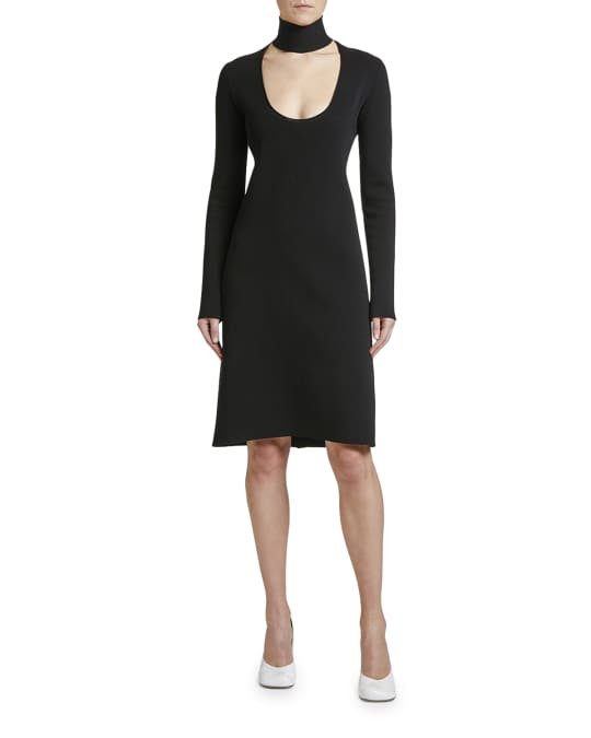 Bottega Veneta Long-Sleeve Scoop-Cutout Dress | Neiman Marcus