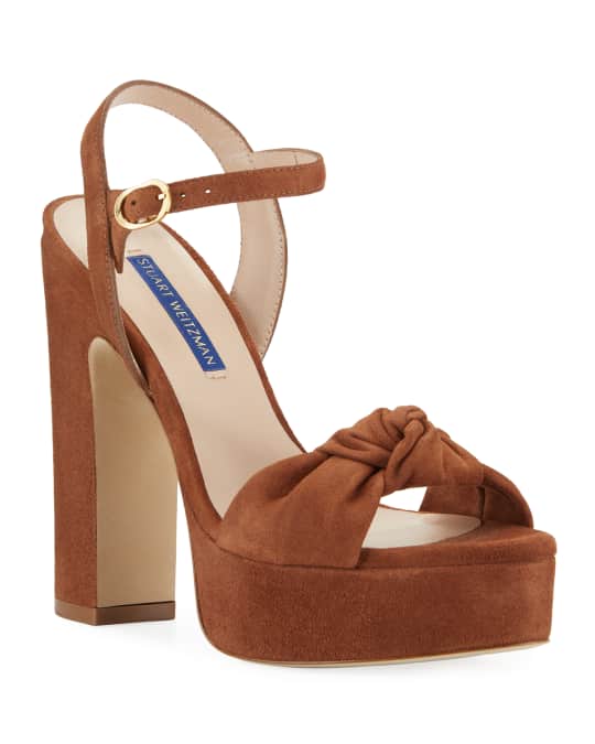 Stuart Weitzman Mirri Suede Block Heel Platform Sandals Neiman