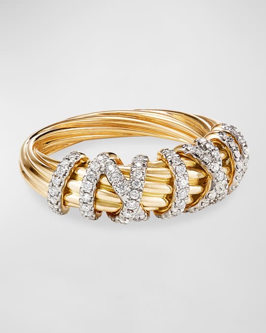David Yurman 18k Helena Diamond 8mm Wrap Ring, Size 8 | Neiman Marcus