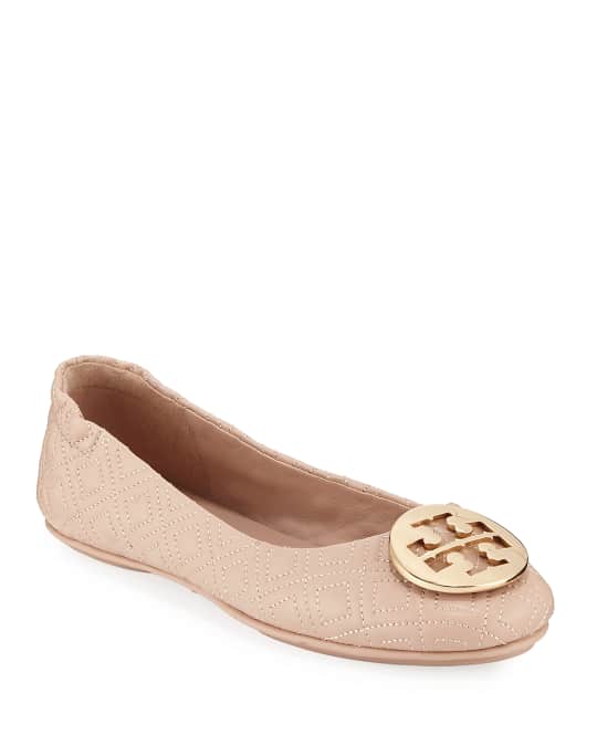 Tory Burch Minnie Quilted Leather Medallion Flats | Neiman Marcus