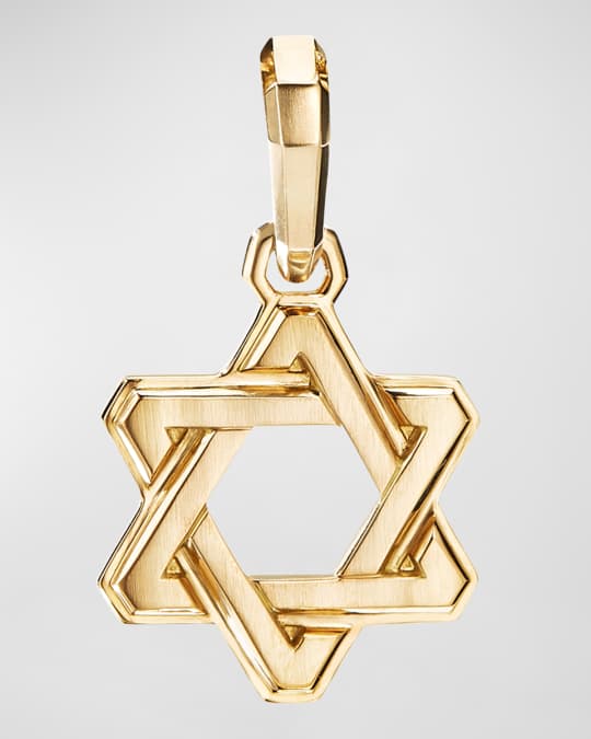 Men's Deco Star of David Pendant in 18K Yellow Gold, 24mm