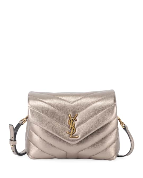 Saint Laurent Loulou Monogram YSL Small V-Flap Metallic Leather