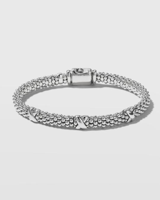 LAGOS Embrace Silver X Rope Bracelet, 6mm | Neiman Marcus