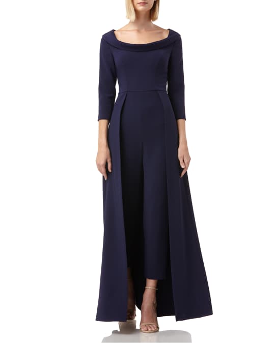 Kay unger boat neck stretch crepe walk thru jumpsuit best sale