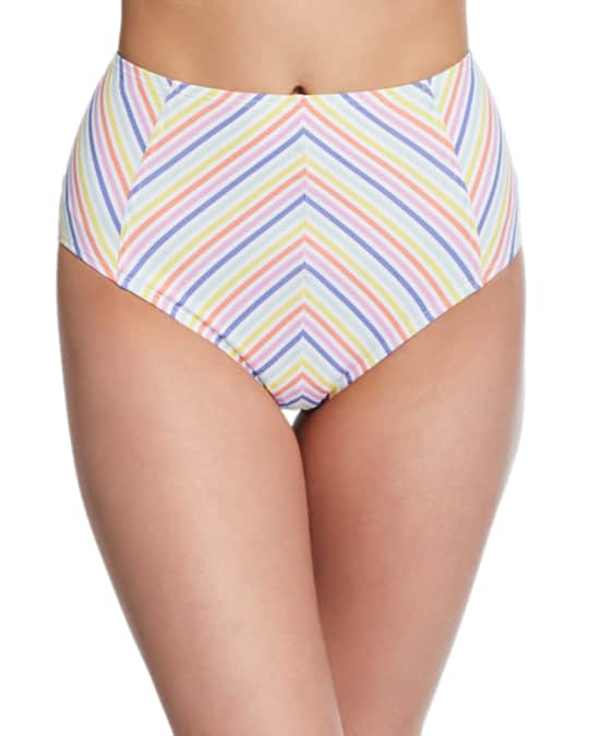 high-waist striped bikini bottom