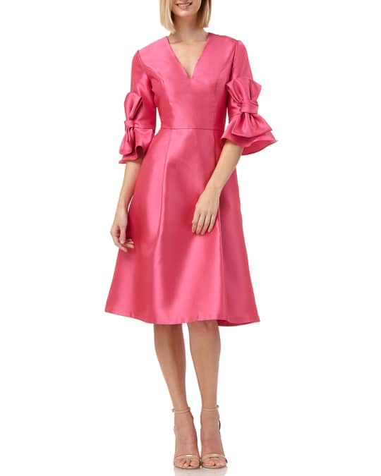 Kay unger bow deals sleeve stretch mikado dress