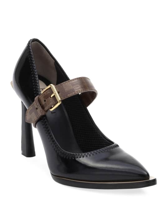 Fendi Neoprene Logo Mary Jane Pumps | Neiman Marcus