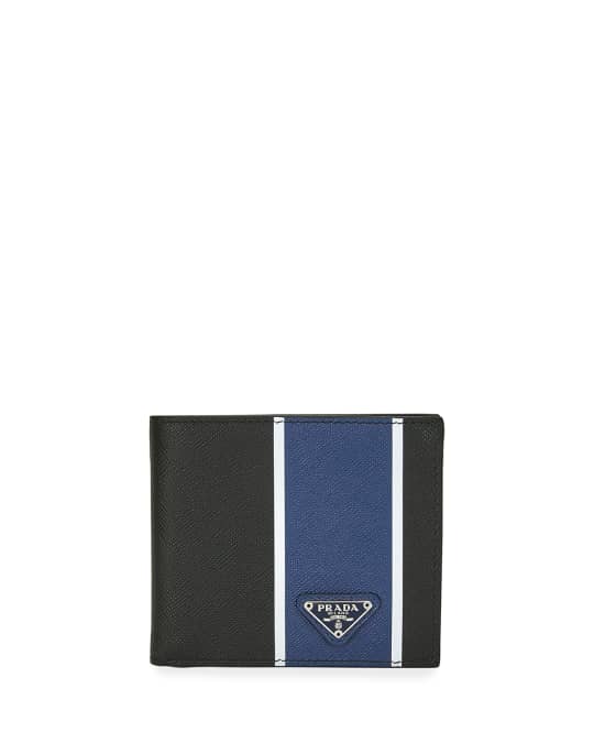Prada Men s Striped Leather Bi Fold Wallet Neiman Marcus