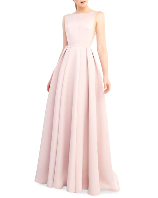 Ieena for Mac Duggal Bateau-Neck Sleeveless Open-Back Pleated A-Line ...