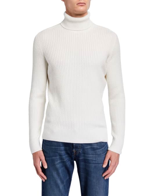 Stefano Ricci Men's Mini-Cable Cashmere-Silk Turtleneck Sweater ...