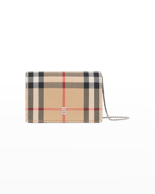 Burberry Jessie Check Quilted Smooth Leather Wallet on Chain