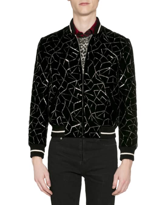 Saint laurent embroidered bomber jacket top