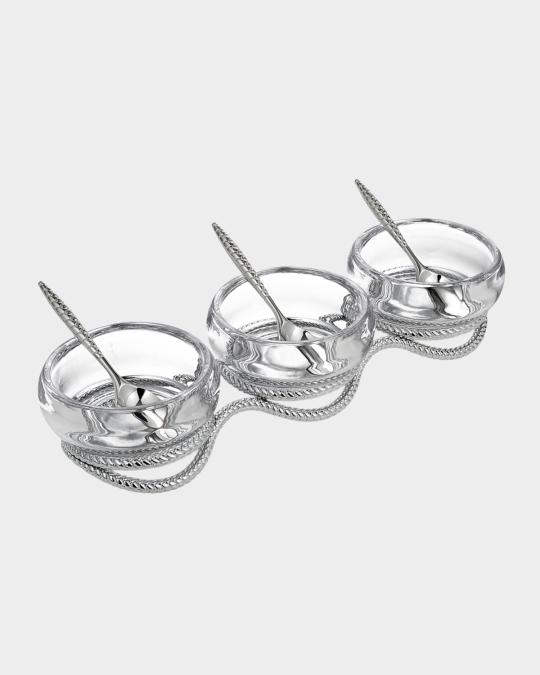 Nambe Braid Triple Condiment Set with Spoons | Neiman Marcus
