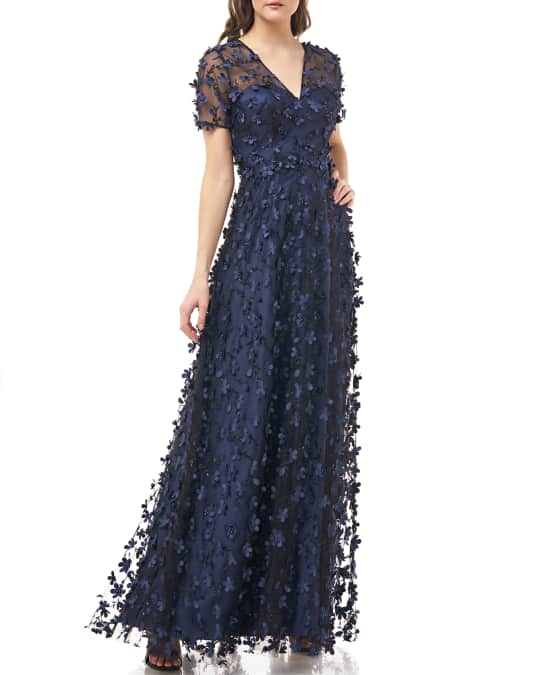 Carmen marc valvo 3d floral mermaid gown sales