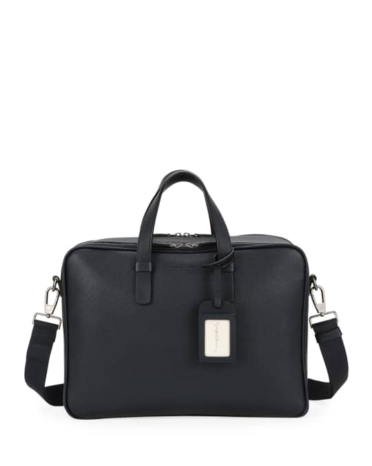 Giorgio Armani Men s Double Zip Leather Briefcase Bag Neiman Marcus