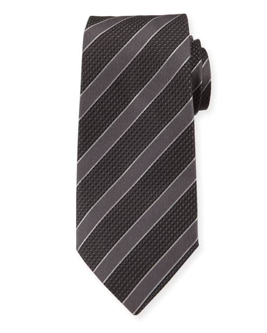 Mulberry Silk Diagonal Stripe Tie, Gray/Black