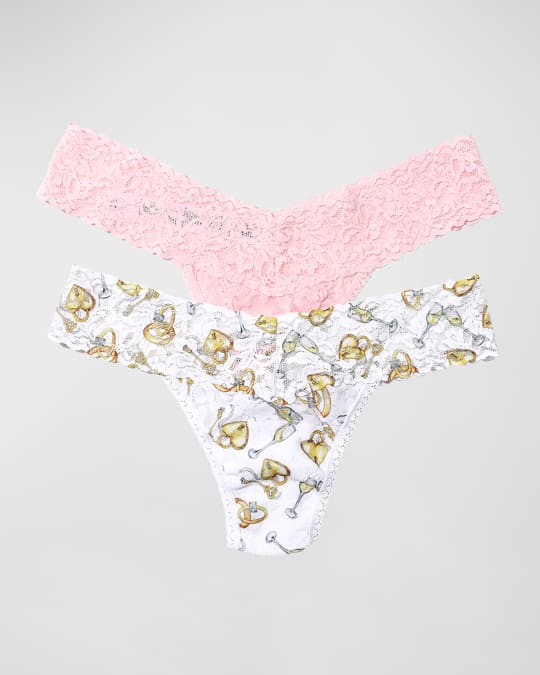 Two-Pack Low-Rise Thongs in Floral Pattern