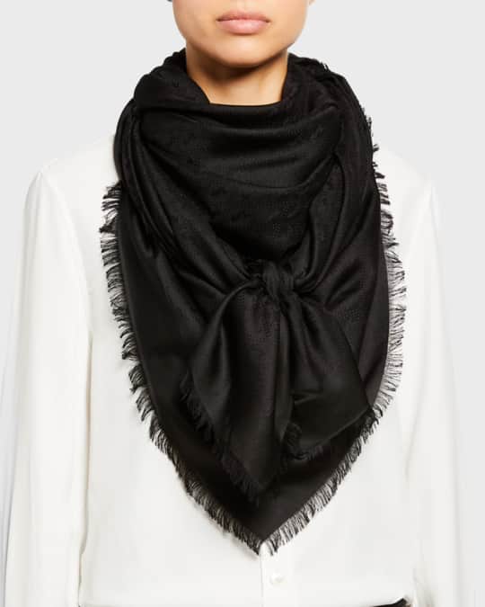 マフラー・ストール SAINT LAURENT Large `Cassandre` Scarf Cassandre silk jacquard scarf in grey - Saint Laurent