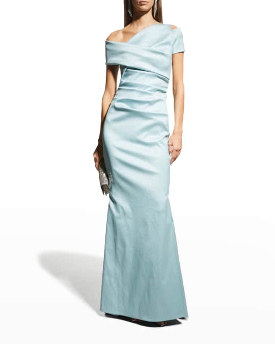 Talbot Runhof Asymmetric Draped Waist Gown | Neiman Marcus