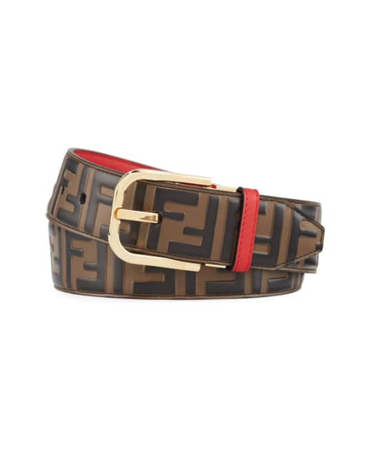 Fendi Men s FF Logo Leather Belt Neiman Marcus