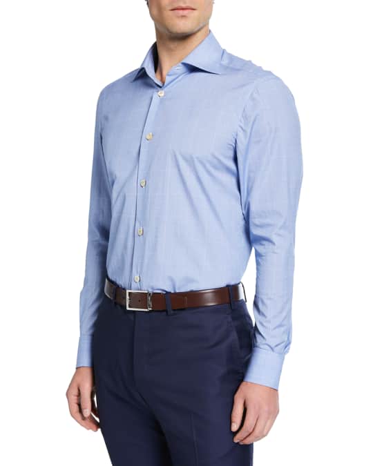 Kiton Men's LongSleeve Plaid Dress Shirt Neiman Marcus