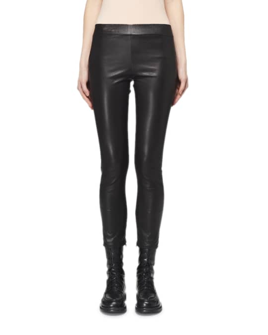 THE ROW Mino Cropped Leather Leggings | Neiman Marcus