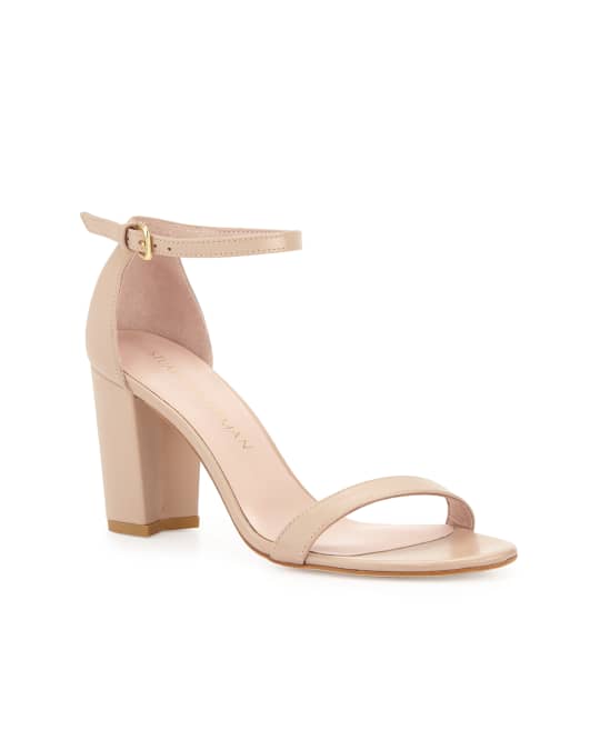 Stuart Weitzman Nearlynude Leather Ankle-Strap Sandals | Neiman Marcus