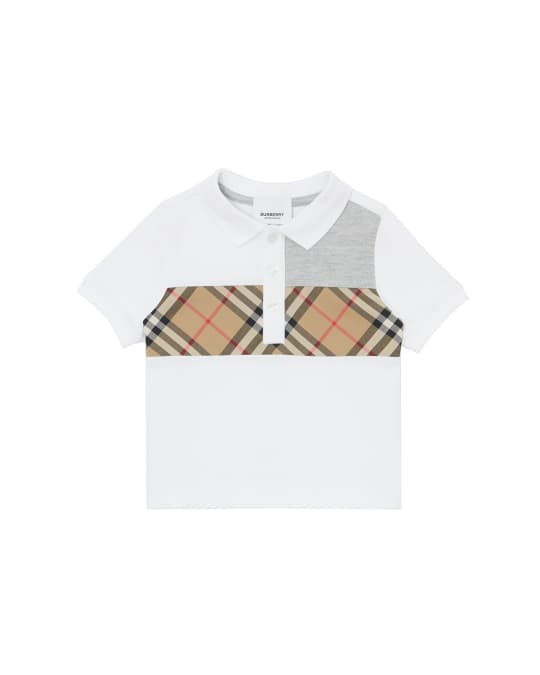 Burberry Jeff Contrasting Polo w Check Chest Size 6M 2 Neiman