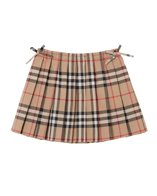 Burberry Mini Pearly Archive Check Pleated Skirt, Size 6M-2 | Neiman Marcus