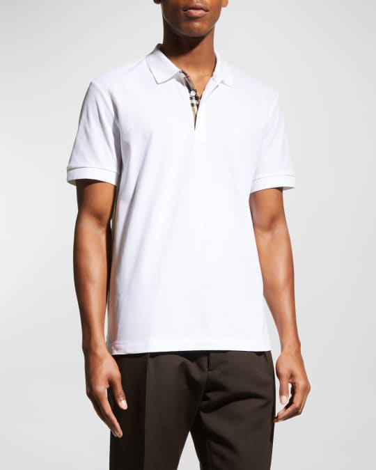 Burberry Men's Eddie Pique Polo Shirt, White | Neiman Marcus