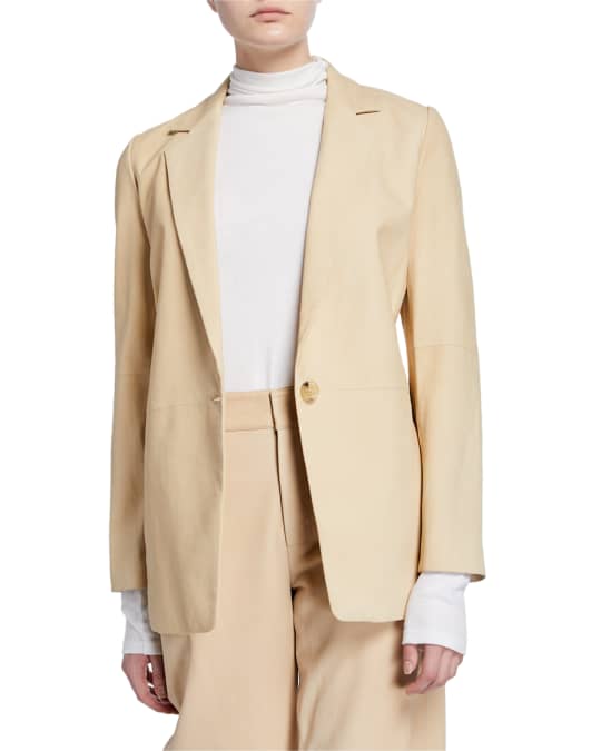 Vince Nubuck One Button Leather Blazer Neiman Marcus