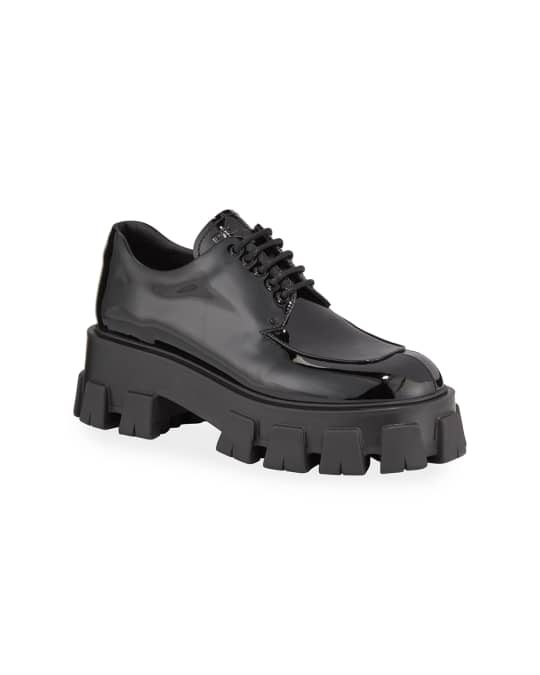 Prada Chunky Patent Lace-Up Shoes | Neiman Marcus